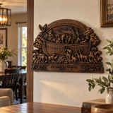 Hand-Carved Beechwood Noah’s Ark Wall Art – God Keeps His Promises (Genesis 9:13) | Christian Home Decor
