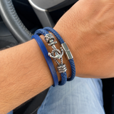 Anchor Leather Braided Bracelet