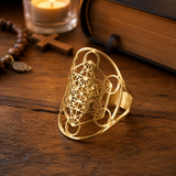Metatron's Cube Ring Archangel Protection Women Ring Stainless Steel Jewelry