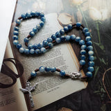 Hand Woven Holy Trinity Crucifix Mary Holy Medal Blue Rosary - BGCOPPER