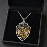 Archangel Michael Shield Pendant Necklace for Men,316L Stainless Steel Vintage 3D Relief Religious Amulet Necklace,Faith Protection Jewelry Gift