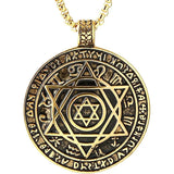 Amulet seal Solomon hexagram 12 signs of the zodiac pendant stainless steel necklace - BGCOPPER