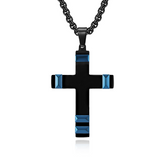 Faceted Two-Tone Stainless Steel Cross Necklace – Bold Faith, Modern Contrast