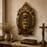 Three Sacred Hearts of the Holy Family Wall Hanging Art work Personalized Religious Gift wooden decor - craftsmanship detail