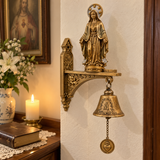 Our Lady of Grace Wall Bell – Antique Gold Marian Door Blessing Decor