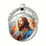 Jesus Stained Glass Style Keychain | Zinc Alloy Faith Token (Buy 2 Get 1 Free, Share With Family)