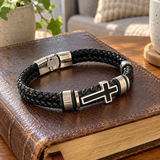 Men’s Black Braided Cross Bracelet – Christian Faith Reminder Wristband
