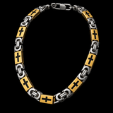Men’s Christian Cross Link Necklace & Bracelet – 316L Titanium Steel Faith Jewelry