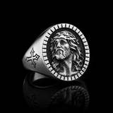 Jesus Crown of Thorns Signet Ring – Christian Faith Cross Ring