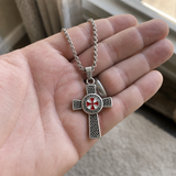 Knights Templar Celtic Knot Cross Necklace for Men, Red Enamel Templar Symbol Stainless Steel Pendant Product Parameters