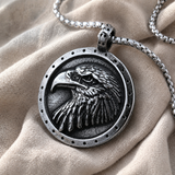Vintage Double-Sided Embossed Bald Eagle Medal Stainless Steel Men’s Necklace