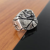 Vintage Jewellery Ring Alloy Crackle Vintage Hand Jewellery Men's domineering personality square index finger ring index finger - BGCOPPER