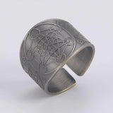 Amaxer Metatron’s Cube Ring for Men Stainless Steel Vintage Sacred Geometry Spiritual Protection Amulet Ring Statement Band for Men Women - BGCOPPER