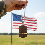 Stainless Steel & Wood Dog Tag Necklace – Nature, Strength & Minimalist Elegance