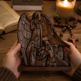 Heilige Familie mit Schutzengel Statue-Göttlicher Segen für Ihr Zuhause