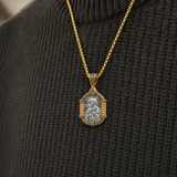 Handmade S925K Silver Madonna Holding Child Necklace