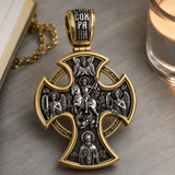 Double-sided S925k silver pendant depicting the Passion of Christ and St. George slaying the dragon.