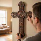 Wooden crucifix of the Virgin, Virgin Mary, Baby Jesus, religious wooden icon, wall crucifix, wall decoration
