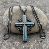 "By His Wounds We Are Healed" - Handcrafted Turquoise Crown of Thorns Cross - A Daily Symbol of Hope & Protection