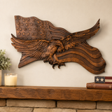 Eagle & Flag Wood Wall Plaque - Handcrafted American Heritage Tribute