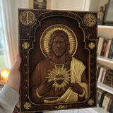 Our Lord Jesus Sacred Heart Wood Carving - Christian Catholic Personalized Carving Gift