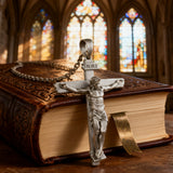 S925K Sandblasted Silver Jesus Crucifix Pendant