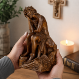 Boxwood "Crown of Thorns" Jesus Meditation Sculpture - Hand-carved Spiritual Art | A Concrete Reminder o - Christian gift presentation