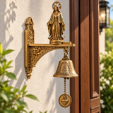 Our Lady of Grace Wall Bell – Antique Gold Marian Door Blessing Decor
