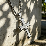 Brushed & Polished Stainless Steel Cross Necklace – Minimalist Faith, Everyday Devotion