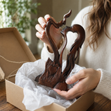 Hand-Carved Christian Love Sculpture – Wooden Couple Statue for Wedding & Anniversary Gift