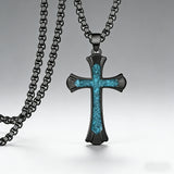 Black Turquoise Cross Necklace – Faith & Southwest Spirit