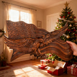 Eagle & Flag Wood Wall Plaque - Handcrafted American Heritage Tribute