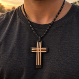 Modern Interwoven Stripe Cross Necklace – Bold Faith, Urban Style