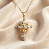 Celestial Star Cross Titanium Steel Necklace – Divine Light & Timeless Devotion