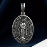 S925K Silver Miracle Medal English Version Inscription Necklace - BGCOPPER
