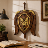 Archangel Michael Sword & Shield Wall Plaque - Divine Protection in Spiritual Warfare - craftsmanship detail