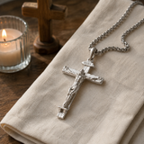 Solid Brass Jesus Crucifix Necklace – Christian Cross Pendant with 24" Chain