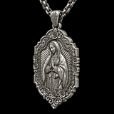 S925 Sterling Silver Our Lady of Guadalupe Prayer Pendant Necklace – Catholic Virgin Mary Medal