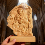 Southern European Boxwood Holy Family Blessing Ornament - Engraved with Your Surname