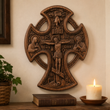 Hand-Carved Beechwood “Hand of Redemption” Crucifix | The Passion and Divine Grace of Christ