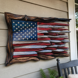 Hand-Carved Solid Wood American Flag Wall Art – Rustic Patriotic Home Decor & Veteran Gift