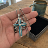 "By His Wounds We Are Healed" - Handcrafted Turquoise Crown of Thorns Cross - A Daily Symbol of Hope & Protection