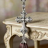 Vintage Crystal Cross Car Hanger – A Divine Guardian for Every Journey