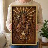 Hand-Carved Sacred Heart of Jesus Beechwood Wall Plaque – Catholic Prayer Corner Decor - size and finish detail