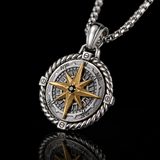 S925 Sterling Silver Rotating Compass Pendant Necklace