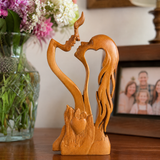 Hand-Carved Christian Love Sculpture – Wooden Couple Statue for Wedding & Anniversary Gift
