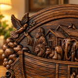 Hand-Carved Beechwood Noah’s Ark Wall Art – God Keeps His Promises (Genesis 9:13) | Christian Home Decor