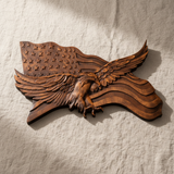 Eagle & Flag Wood Wall Plaque - Handcrafted American Heritage Tribute