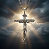 S925K Sandblasted Silver Jesus Crucifix Pendant