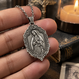 S925 Sterling Silver Our Lady of Guadalupe Prayer Pendant Necklace – Catholic Virgin Mary Medal